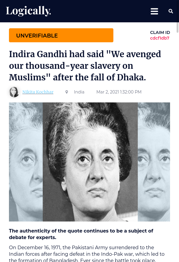 Logically - Indira Gandhi Statement